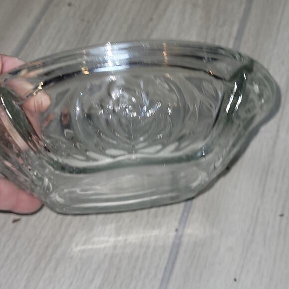 Vintage Pressed Heavy Frosted Glass Ashtray Indonesia Jewlery Catch All Dish - Picture 5 of 6